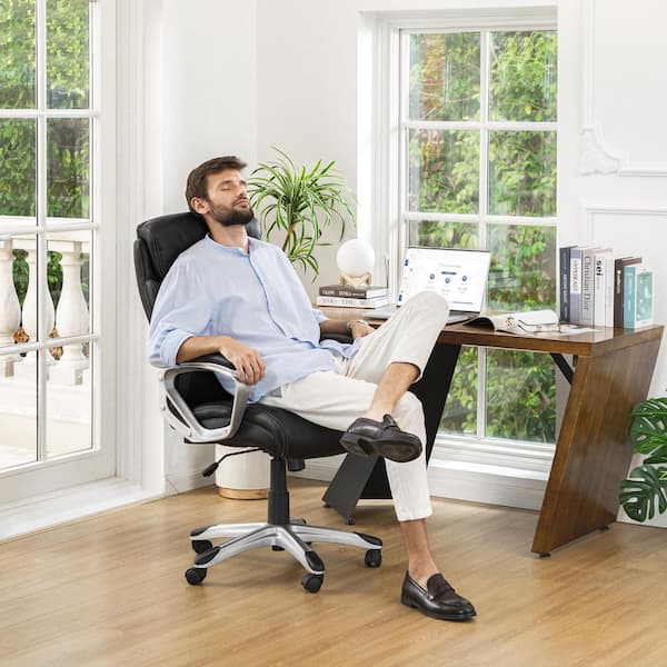 Glitzhome Brown Traditional Ergonomic Adjustable Height Swivel