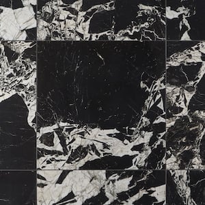 Kasama Black Antique 29.13 in. x 29.13 in. Polished Porcelain Floor and Wall Tile (11.78 sq. ft./Case)