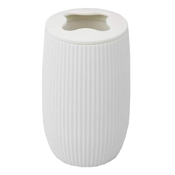 Home Basics Ribbed Plastic Toothbrush Holder in White