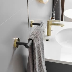 Bathroom Hardware Set 6-Piece Bath Hardware Set with Towel Bar, Towel Ring, Robe Hook, Toilet Paper Holder in Black Gold