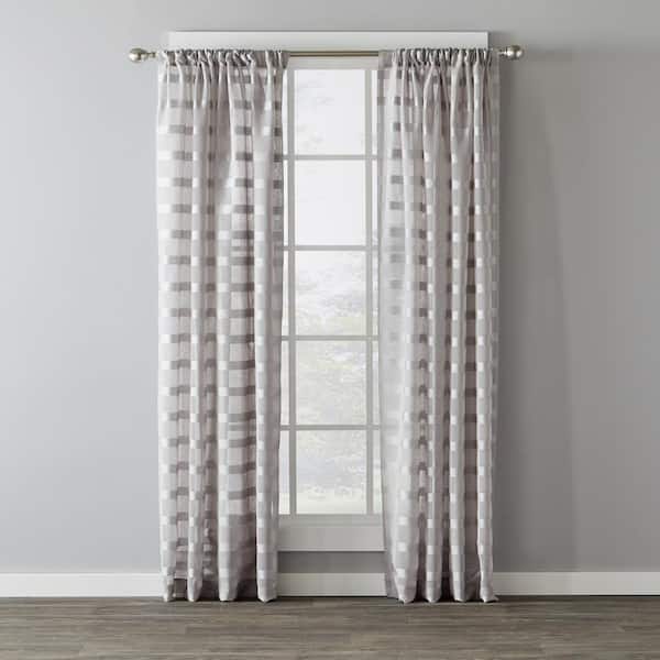 SKL Home Dove Gray Striped Rod Pocket Curtain - 55 in. W x 95 in. L