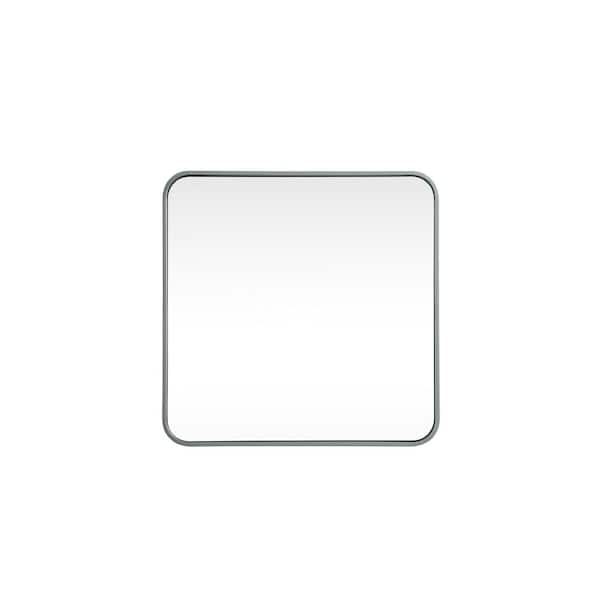 Unbranded Timeless Home 24 in. W x 24 in. H x Modern Soft Corner Metal Square Silver Mirror