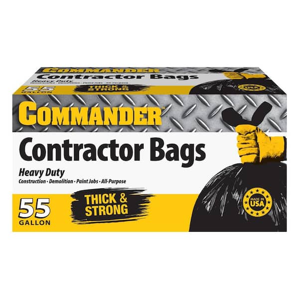55 Gal. 2 MIL (eq) Heavy Duty Contractor Bags with Flap Ties 36 in. x 52 in. Pack of 20