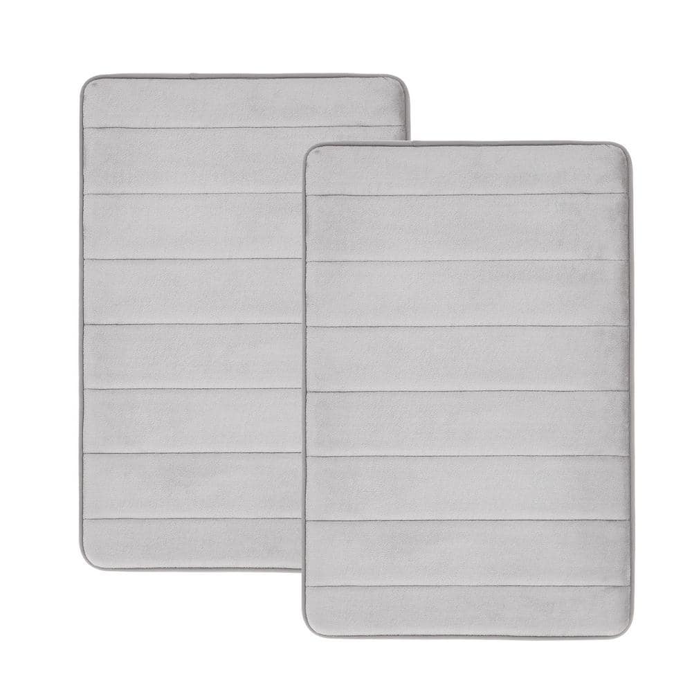 Gray Memory Foam 20" x 32" Machine-Washable Bath Mat Set
