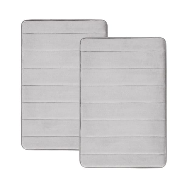 Truly Soft Memory Foam Grey 32 in. x 20 in. Polyester 2-Piece Bath Mat Set  WR4413-32GY-00 - The Home Depot