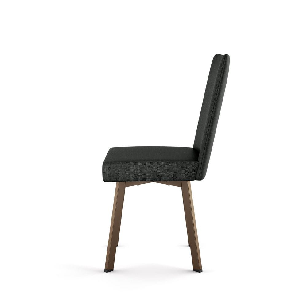 Elmira Black Polyester and Bronze Metal Parsons Side Chair