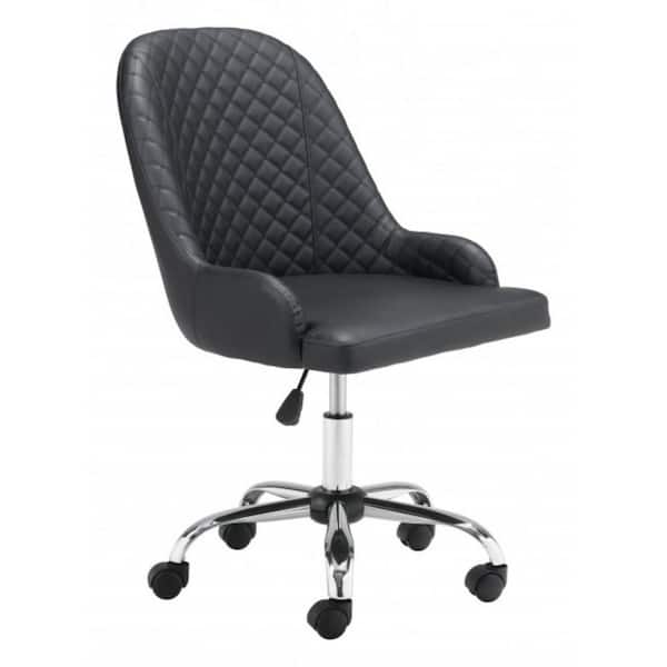 Julia Black Polyurethane Office Chair with Armless Arms