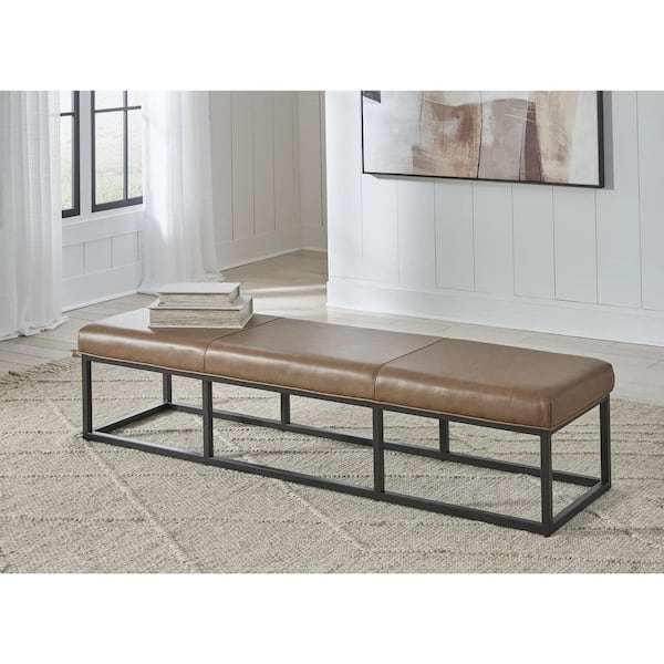 Signature DESIGN BY ASHLEY Joston Brown/Black 71.25 in. Accent Bedroom Bench Backless