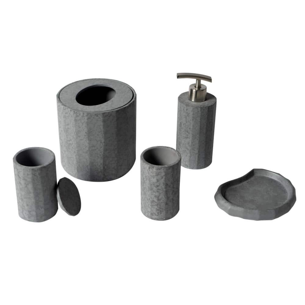 Granite 3-Pieces Bath Accessory Set with Soap Pump, Tumbler and Soap Dish  Polyresin Grey SET3GRANITE6194180 - The Home Depot