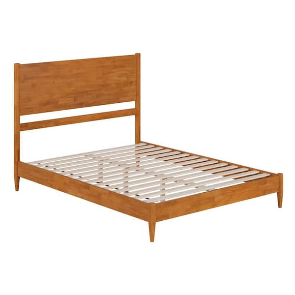 Pasadena Light Toffee Natural Bronze Solid Wood Frame Queen Low Profile Platform Bed