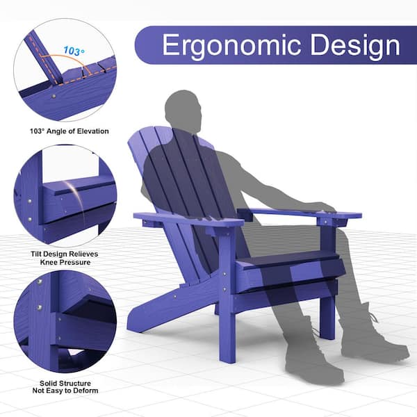 Classic Purple Plastic Outdoor Patio Adirondack Chair