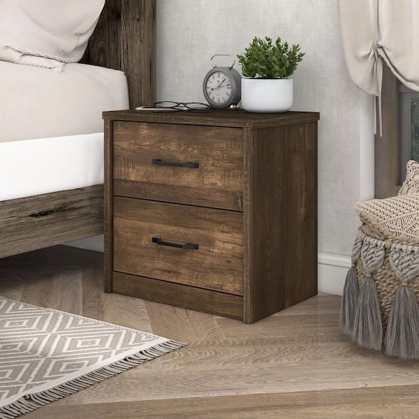 Furniture of America Jamson 2-Drawer Walnut Nightstand with USB port (23.5 in. H X 23.5 in. W X 15.63 in. D)