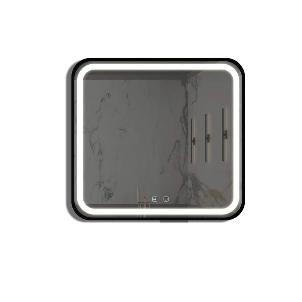 32 in. W x 32 in. H Square Bathroom Led Framed Vanity Mirror with ,Dimmable