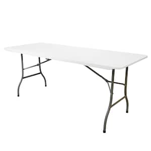 6 Foot Plastic Folding Kitchen Prep Table in White