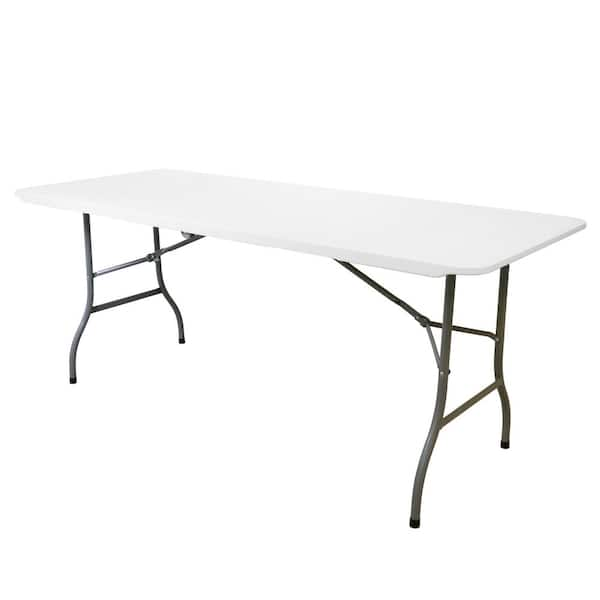 Elama 6 Foot Plastic Folding Kitchen Prep Table in White 986120380M ...