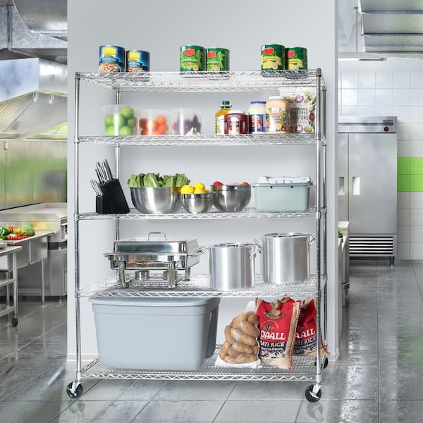 five tiers industrial stainless steel kitchen