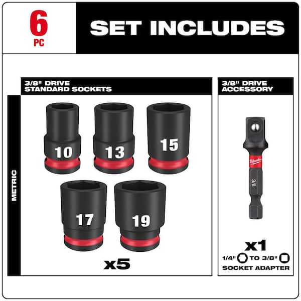 Milwaukee SHOCKWAVE 3/8 in. Drive Metric Standard 6 Point Impact