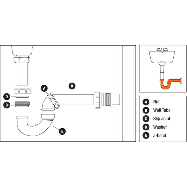 Everbilt 1 1 4 In White Plastic Sink Drain P Trap With Reversible J Bend C9700b The Home Depot