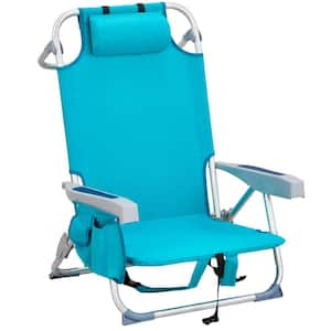 Bluish Aluminum Folding Backpack Beach Chair