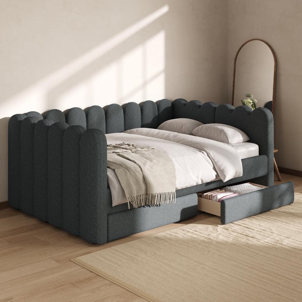 Gray Queen Size Upholstered Daybed with 2 Drawers price history on PriceWatchPro
