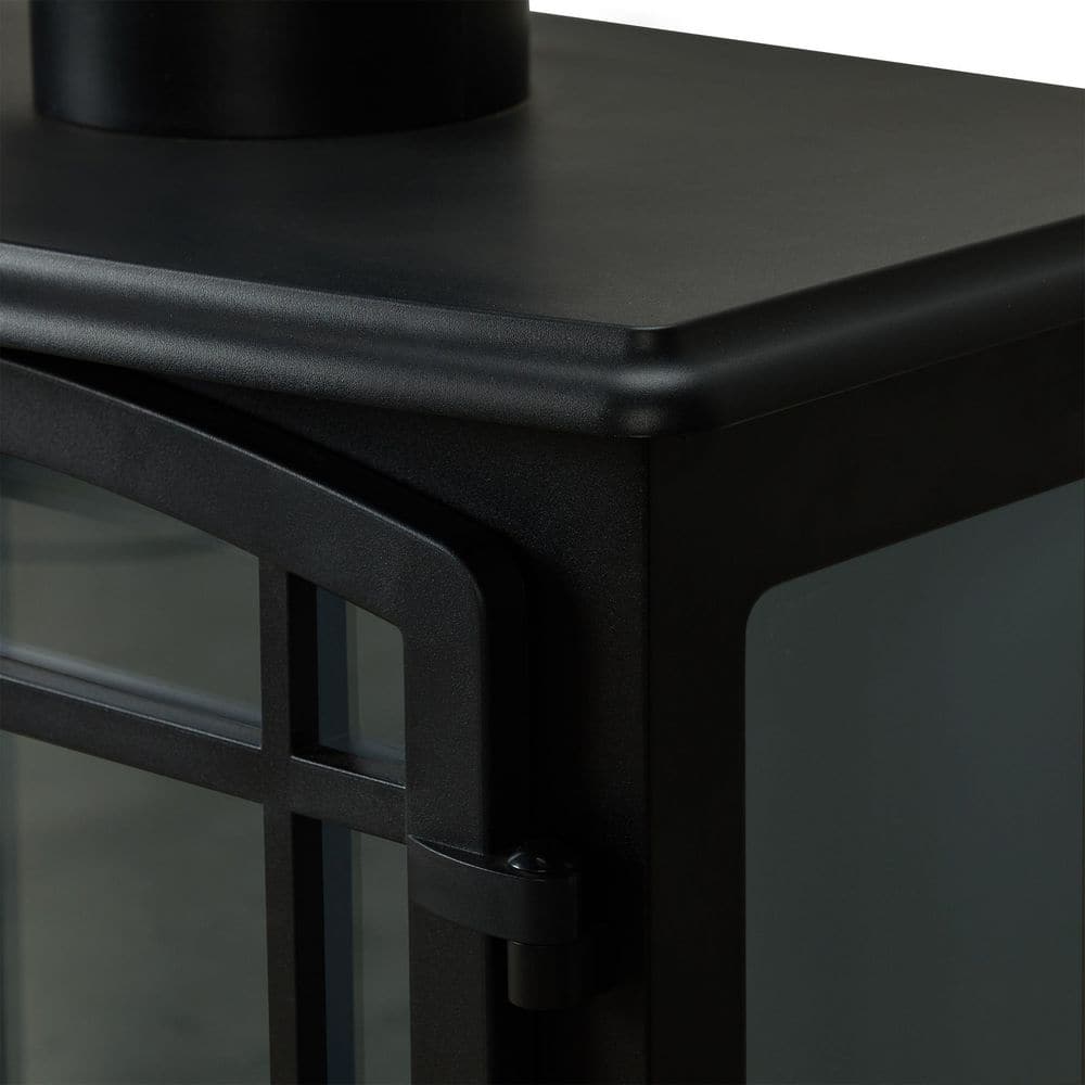 Foster Black Metal Free-Standing Electric Fireplace with Mantel
