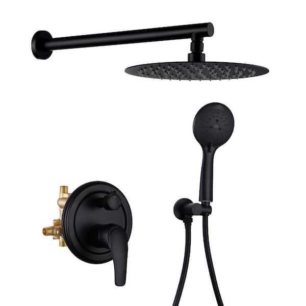 Rainfull 5-Spray with Valve 1.8 GPM 10 in. Handheld Shower Faucet Adjustable Heads Dual Shower Heads in Black