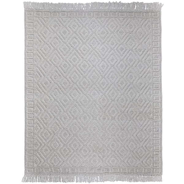 Simpli Home Mead Ivory 8 ft. x 10 ft. Rectangle Solid Pattern Wool Polyester Cotton Runner Rug