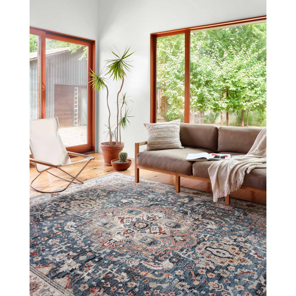 Samra Slate Multicolor Oriental Synthetic Area Rug 7'-10" x 10'