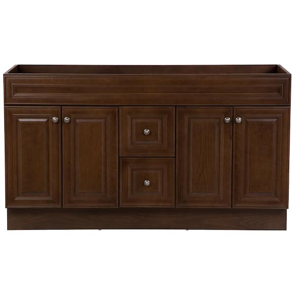 Glacier Bay Glensford 60 in. W x 21 in. D x 34 in. H Bath Vanity Cabinet without Top in Butterscotch