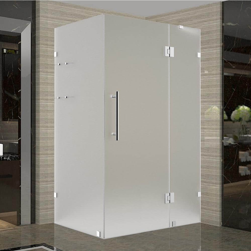Avalux GS 53 in. W x 30 in. x 72 in. H Pivot Frameless Corner Shower Enclosure in Stainless Steel w/ Frosted Glass price history on PriceWatchPro