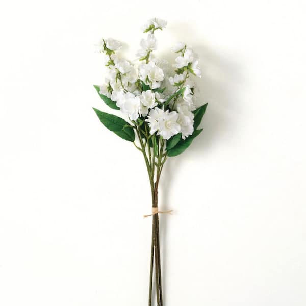 SULLIVANS 24.5 in. White Indoor Artificial Blossom Flower Bush