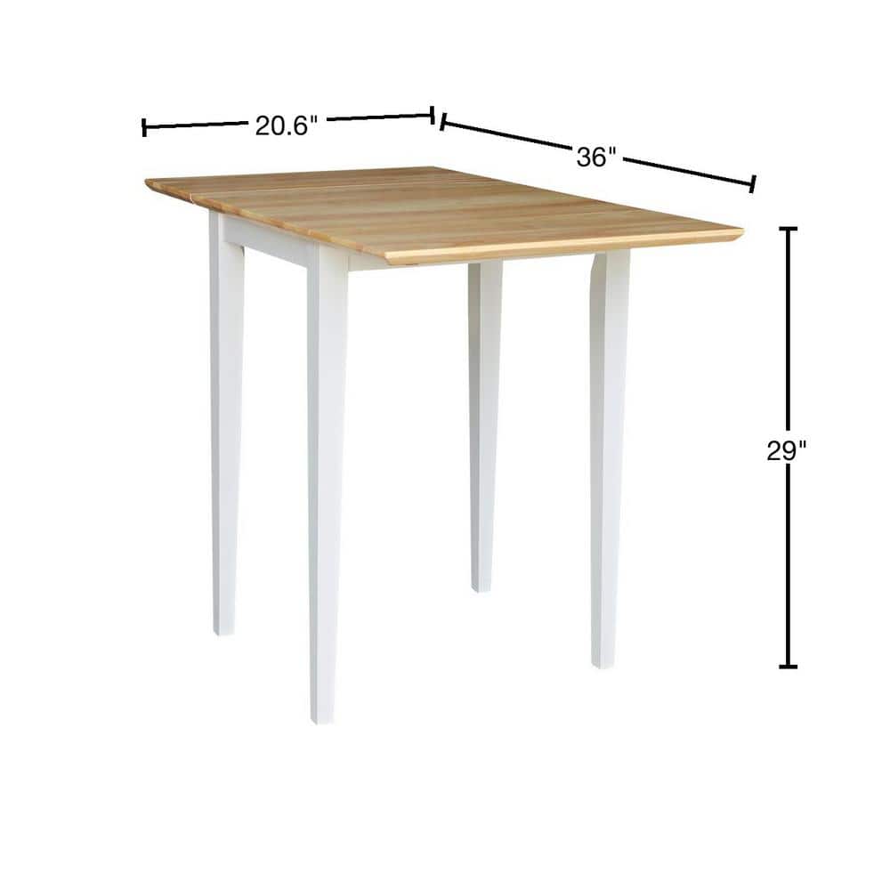 Elmwood White and Natural Solid Wood Extendable Dining Table