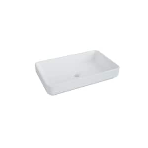 22 in. Ceramic Rectangular Vessel Bathroom Sink in White