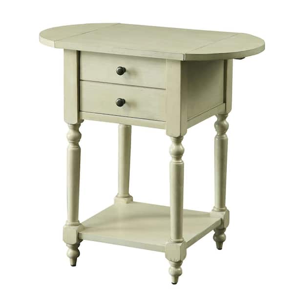 Furniture of America Durrie 25 in. Antique White Rectangle Wood Side Table with Drop-Leaf