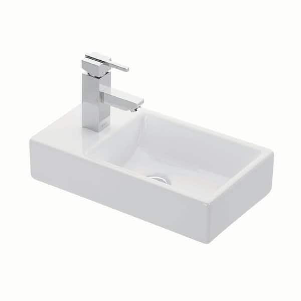 WS Bath Collections Minimal 4757 Wall Mount / Vessel Bathroom Sink in Glossy White