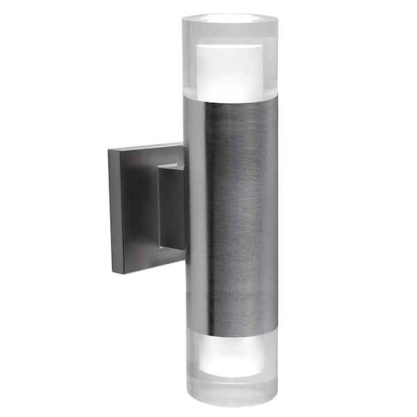 BAZZ 13 in. x 3 in. Luvia Stainless Steel LED Outdoor Wall Lantern Sconce