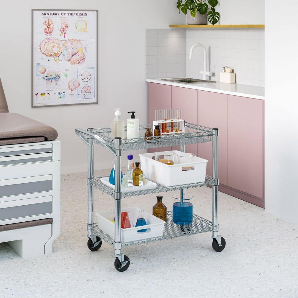 Heavy-Duty UltraZinc Steel Utility Cart with Adjustable Shelves