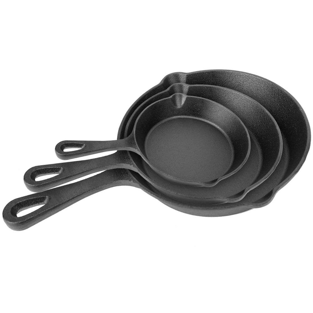 3-Piece Pre-Seasoned Cast Iron Skillet Set 6/8/10 in. Non-Stick Oven Safe Cookware Heat-Resistant Frying Pan price history on PriceWatchPro