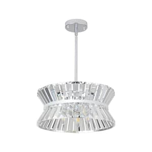 15.7 in. 4-Light Modern Clear Chandelier with Crystal Hour-glass Ceiling Light