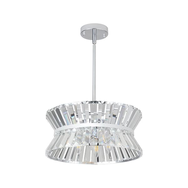 PUDO 15.7 in. 4-Light Modern Clear Chandelier with Crystal Hour-glass Ceiling Light