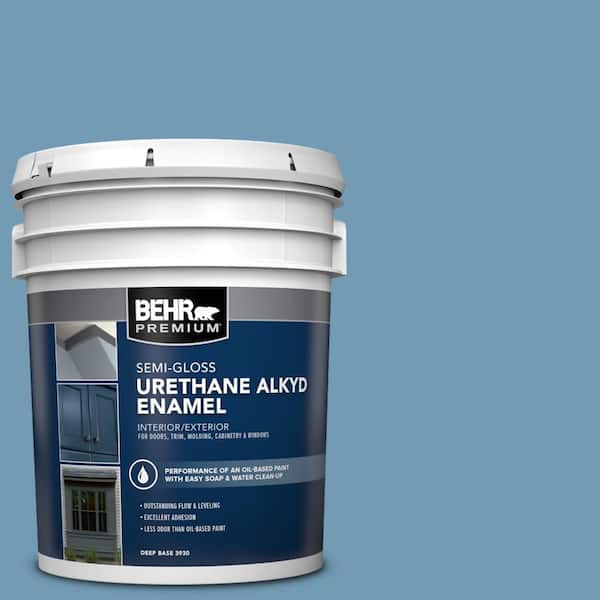 BEHR PREMIUM 5 gal. #560D-5 Ocean View Urethane Alkyd Semi-Gloss Enamel Interior/Exterior Paint