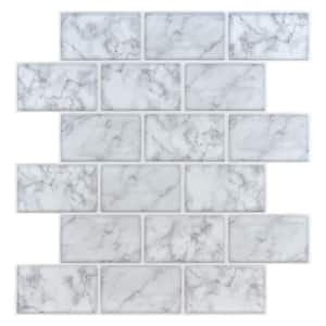 Subway Marble Look 12 in. x 12 in. Eva Peel and Stick Decorative Self-Adhesive Wall Tile Backsplash (10-Tiles)