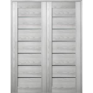 Vona 07-02 48 in. x 84 in. Both Active 7-Lite Frosted Glass Ribeira Ash Wood Composite Double Prehung French Door