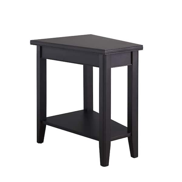 Laurent 17 in. Black Wedge Solid Wood Recliner End/Side Table with Shelf