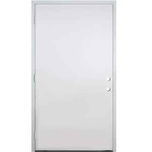42 in. x 80 in. No Panel Right-Hand/Outswing White Primed Fiberglass Prehung Front Door with 4-9/16 in. Jamb Size
