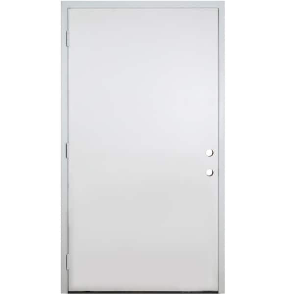 Steves & Sons 42 in. x 80 in. No Panel Right-Hand/Outswing White Primed Fiberglass Prehung Front Door with 4-9/16 in. Jamb Size