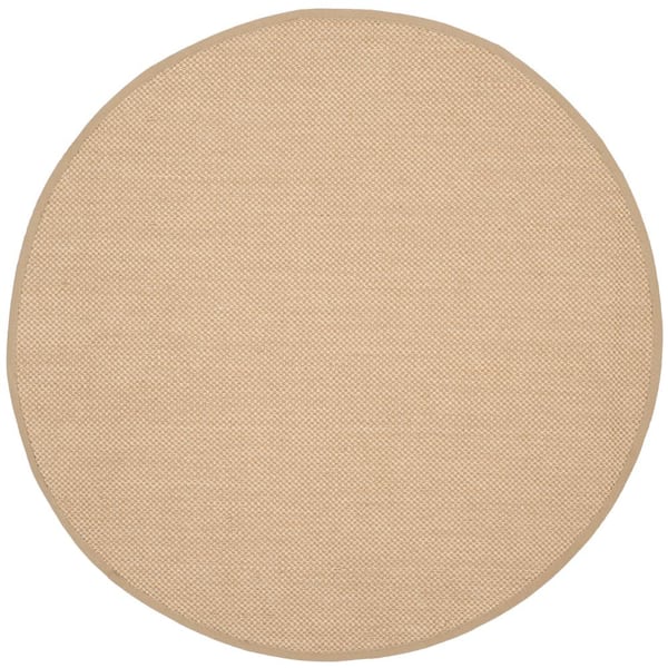 SAFAVIEH Natural Fiber Maize/Linen 10 ft. x 10 ft. Woven Border Round Area Rug