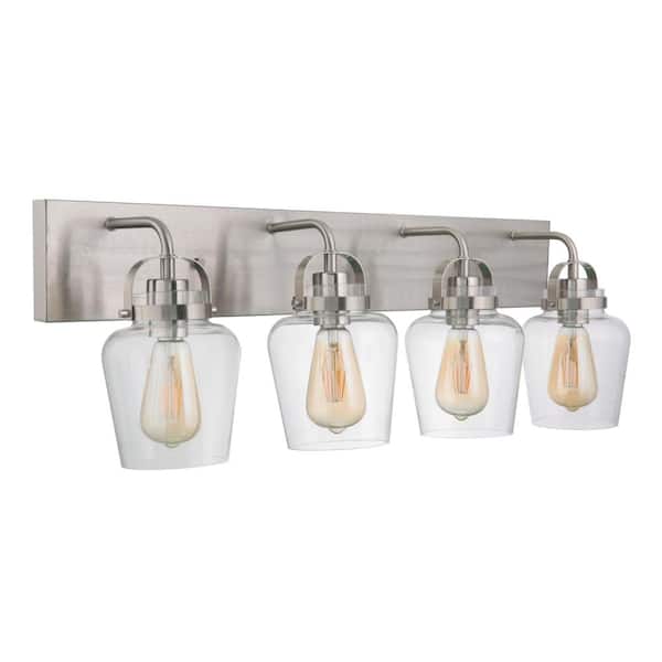 CRAFTMADE Trystan 30 in. 4-Light Brushed Polished Nickel Finish Vanity Light with Clear Glass