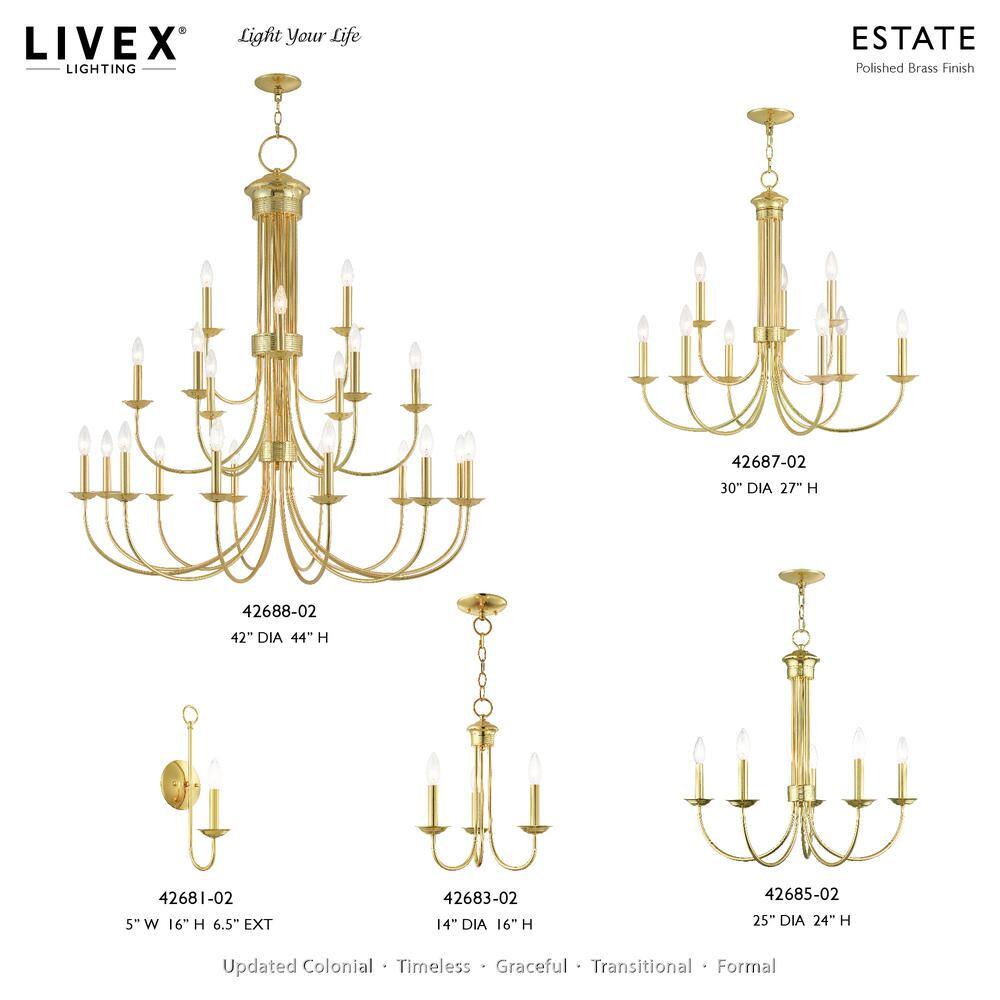 Estate Polished Brass Direct Wired 16" Wall Sconce