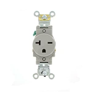 20 Amp Industrial Grade Heavy Duty Self Grounding Single Outlet, Gray